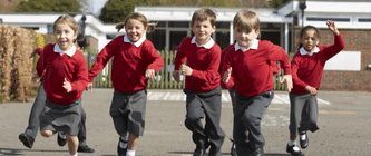 children running forward in playground