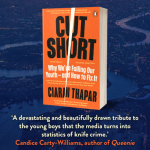 Front cover of the book Cut Short and a quote by Candice Carty-Williams