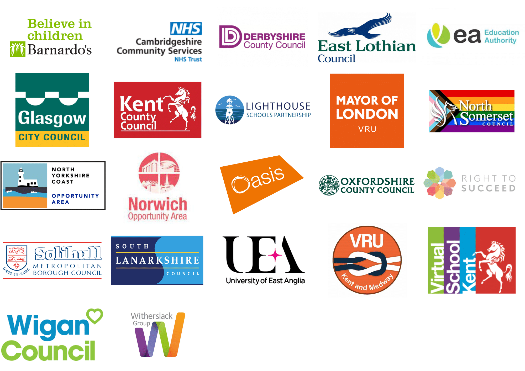Logos of all of the organisations that we have worked with